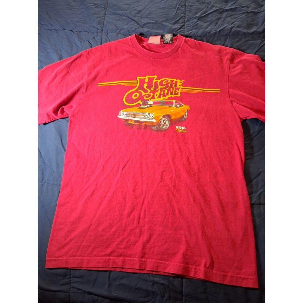 Rod & Custom High Octane Muscle Car Graphic T-Shirt Mens Large Red Made in USA